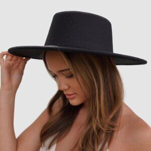 Faux Felt Wide Brim Fedora